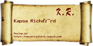 Kapsa Richárd névjegykártya